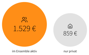 Grafik: Vergleich der Ausgaben von Musizierenden im Ensemble und im privaten Umfeld